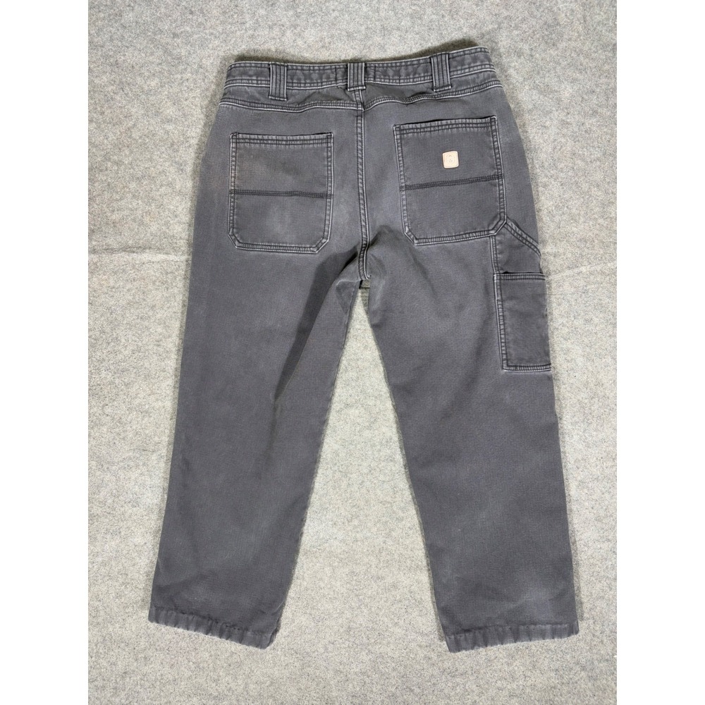 Coleman Mens 34x28 Flannel Lined Work Pants Charcoal‎ Gray Buffalo Plaid Canvas - Picture 10 of 11